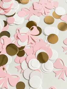 100 buc. Confetti cu funde roz - Decorațiuni elegante cu funde din hârtie pentru petreceri de ziua de naștere, nunți, petreceri pentru mirese și petreceri pentru copii, aranjamente de masă și evenimente festive