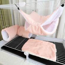 3pcs Sugar Glider Double-Layer Hammock, Ferret Hideaway Tunnel House, Pet Mat Combo Set, Suitable For Small Pets Like Sugar Glider, Hamster, Rabbit