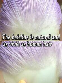 180% Density 13x4 Synthetic Lace Front Wig, Purple Ash Brown Natural Straight Hair, High Quality Heat Resistant Fiber, Full Wig Set For Women - Multicolor - View 7