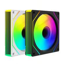 12厘米静音机箱风扇，ARGB 5V 3针，机箱散热通风温度控制，镜像设计，适用于风冷和水冷 - 7Pro黑色反向 - 查看 6