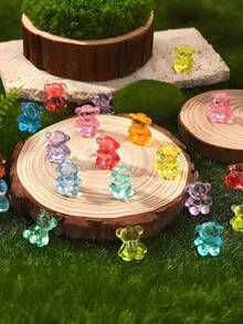 30个迷你树脂熊摆件 - 可爱动物装饰，适用于花瓶/玻璃容器填充、汽车内饰、家居装饰、DIY工艺品和主题派对礼品（颜色随机） - 彩色 - 查看 4