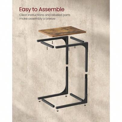 Slim End Table With Metal Frame, Rustic Brown/Black
