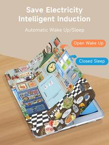 Cute Patchwork Pattern Tablet Protective Case, Suitable Compatible With Ipad 9.7/10.2/10.5/10.9/12.9/Pro 11 (10th Gen), Galaxy Tab S6 Lite 10.4 Inch, Kindle Paperwhite (12th Gen, 2024 Release), Kindle (11th Gen, 2022 Release), Soft Shock-Proof, Smart Stand/Auto Wake/Sleep Function - Multicolor - View 5