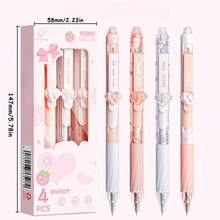 4pcs Erasable Gel Pens - 0.5mm Fine Tip Black Blue Ink For Exams, Comfort Grip Cute Pastel Design School Stationery, Classroom Essentials,Office Supplies,Cheap,Markers,School,Christmas - Multicolor - View 3