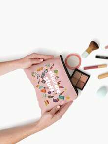 时尚化妆包，印有“护肤品”字样 - 拉链化妆品收纳袋，男女通用多功能旅行配件，无异味轻便设计，大容量化妆包，女生洗漱包，旅行用品，姐妹朋友送礼佳品，收纳袋，洗漱包，手提包，女生礼物，便携式折叠收纳袋，外出旅行必备（四色可选），圣诞节，情人节礼物 - 彩色 - 查看 3