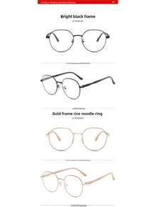 1副女士学生轻便圆形脸型展示眼镜，平面无度数，素框 - 奶茶金 - 查看 5