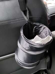 1pc Foldable Car Trash Can, Black Car Garbage Bin, Car Seat Storage Bucket, Camping Spiral Bucket, Multi-Function Trash Can - Multicolor - View 5