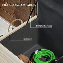 Outsunny 185L Storage Box, Waterproof Garden Box With Wheels, Weatherproof And UV Resistant Wooden Storage Box, Outdoor Garden Chest, Balcony, Natural Wood On Site - 1 - View 2