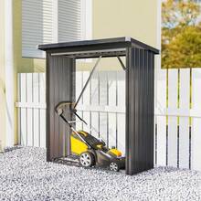 Outsunny Log Shed, Firewood Shelter, Steel, Raised Floor, Sloping Roof, 150 X 66.5 X 150, Dark Grey - 1 - View 7