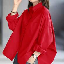 Women's Casual Solid Color Minimalist Long Sleeve Shirt