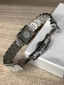 Pablo Raez A Single-Piece Classic Women's Watch Set, Featuring High-Quality Stainless Steel Silver, An Original Charming And Luxurious Dress Watch, An Elegant New Vintage Women's Watch, A Beautifully Designed Rectangular Quartz Watch, A Stylish White Dial, A High-Quality Popular Square Women's Wristwatch, 50-Meter Water Resistance, - Silver - View 6