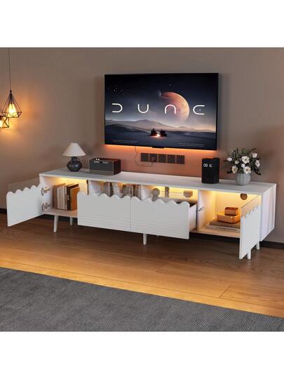 TV Cabinet 176x38x45 Cm, LED Lighting, Drawers, Cabinets, Large Storage Space, Living Room Furniture, TVs Up To 75 Inches view 7