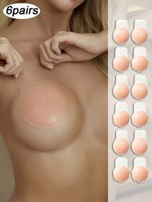 12pcs/6Pairs Reusable Lifting Nipple Covers, Seamless Breathable Self-Adhesive Invisible Bra, Traceless Anti-Bump, Women's Underwear And Underwear Accessories. - 彩色 - 查看 1