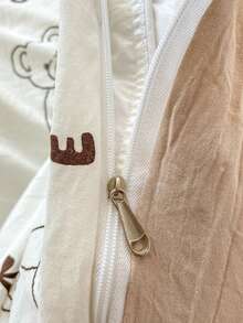 3件套米色可爱卡通熊超柔软加厚水洗超细纤维被套套装（1件被套+2件枕套），枕套随机裁剪，不含被芯 - 黑與白 - 查看 12