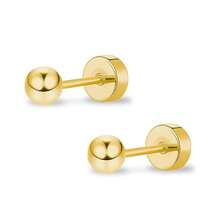 ZDE Women Flat Back Ball Stud Earrings Titanium Hypoallergenic Earrings Stud For Sensitive Ears Simple Classic 3mm-5mm Flat Stud Earring Perfect For Helix Tragus Cartilage Earlobe,3MM,Gold - Gold - 查看 1