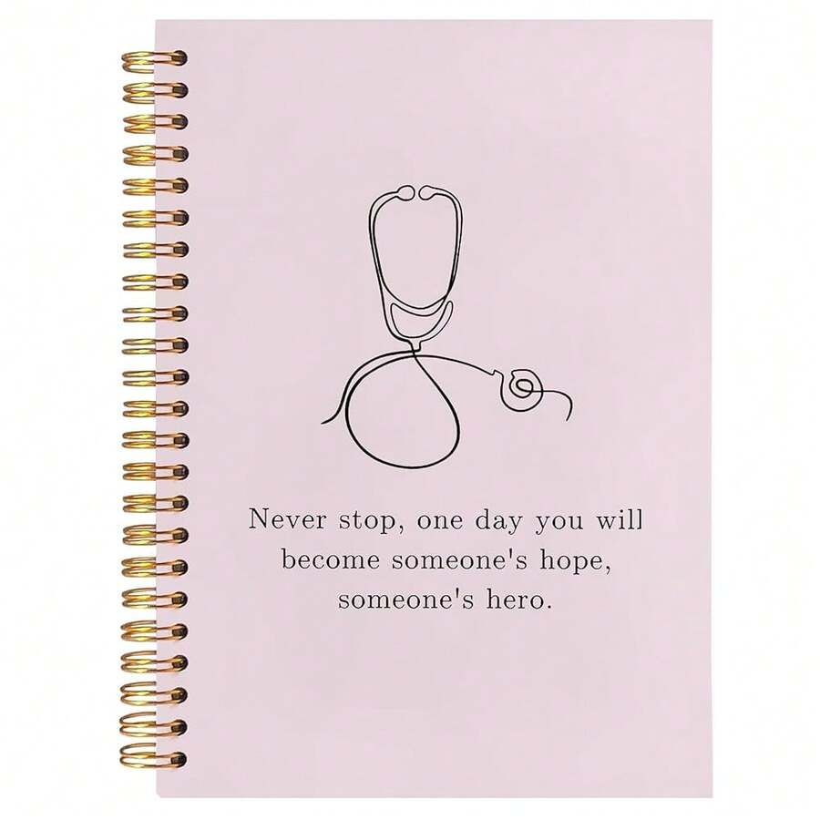 BearCake Pink Nursing Student Future Nurse Doctor Graduation Student Gifts,Nurse Stethoscope Doctor Notebook Journal, Hardcover Spiral Notebook 5.5x8.3,White-Annotation-Neverstoppink - white-annotation-Neverstoppink - Xem 1
