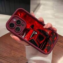 Funda elegante para teléfono con estampado de hojas y coche rojo, compatible con Samsung,  17,  16 Pro Max,  15 Pro Max,  13 y  12. Ofrece protección contra golpes y caídas. Un regalo ideal para familiares, amigos, seres queridos, parejas y Navidad. - Burdeos - Ver 2