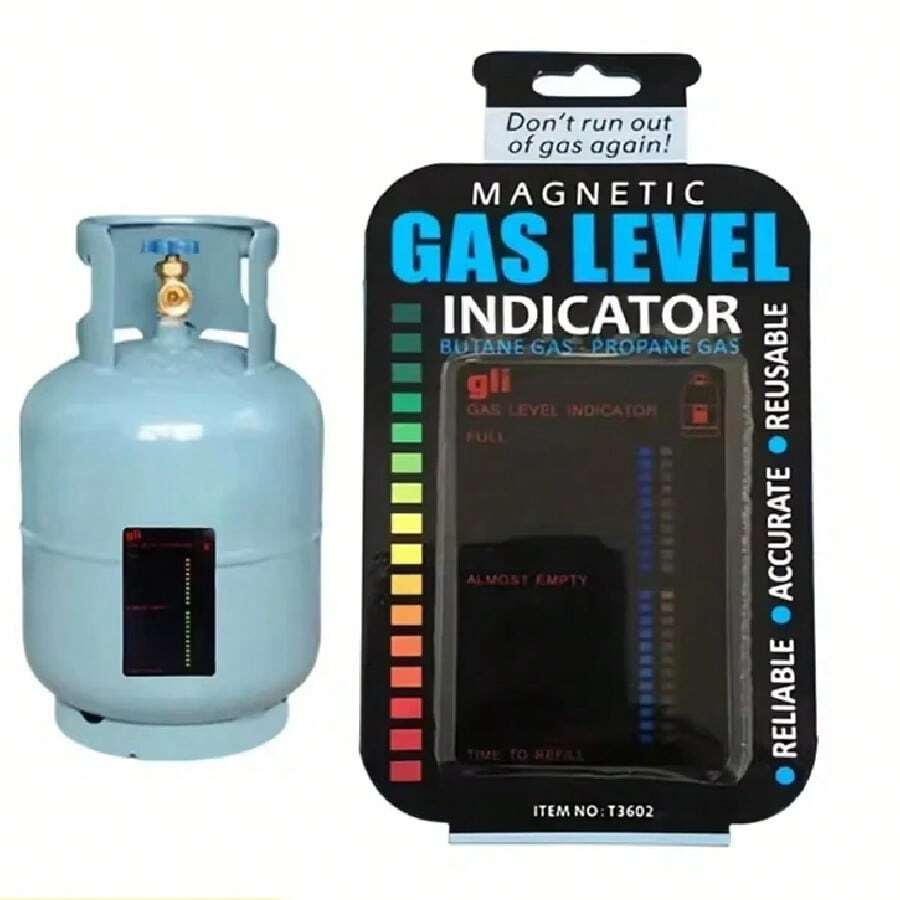 1个磁性丙烷罐燃料液位指示器 - PET材质，无需组装，适用于房车、露营、烹饪、烧烤 - 精确测量燃气量，可重复使用，易于粘贴，不含制冷剂的液化石油气燃料表