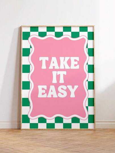 1幅无框“放松一下”主题印刷品，复古休闲墙面艺术，彩色文字海报，美观的房间装饰，励志宿舍墙面艺术，送给朋友的励志礼物，卧室趣味海报