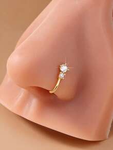 1 件个性化简约 U 型鼻夹，闪亮 CZ 水滴设计，立方氧化锆鼻环，女士无孔鼻夹饰品，金色 - 金黃色 - 查看 1