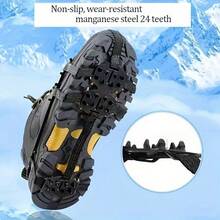 1双24齿防滑冰爪 - 不锈钢冰雪鞋套，适用于徒步、登山和狩猎 - 彩色 - 查看 7