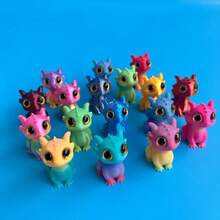 20PCS Cute Mini 3D Printed Dragon - Suitable For Colorful Fantasy Decoration Of Homes, Offices, And Cars, Birthday,Eye Style Shipped Randomly