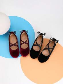 1双秋季新款花卉装饰公主风帆布平底鞋，学生女生户外舒适舞蹈平底鞋，婚鞋 - 黑色 - 查看 9