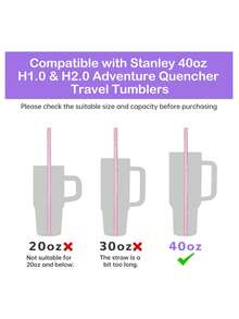 兼容斯坦利杯配件，适用于 40 盎司、30 盎司、20 盎司、14 盎司探险旅行杯的替换吸管，可重复使用，带刷子，也可用于其他杯子。（套装包含 14 件套、7 件套和 3 件套。） - 彩色 - 查看 3