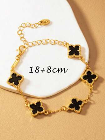 1pc Delicate Lucky Four Leaf Clover Women Bracelet, Suitable For Daily Wear In Summer, The Best Gift For Friends