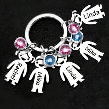 LICVIC 1 Móc khóa đá quý theo tháng sinh cá nhân hóa kèm tên, Móc khóa thép không gỉ cá nhân hóa cho nam nữ kèm mặt dây chuyền, Quà tặng móc khóa gia đình tùy chỉnh cho mẹ, Móc khóa tên tùy chỉnh, Quà sinh nhật, Giáng sinh, Halloween, Ngày của Mẹ, Ngày của Cha, Quà tặng cho các cặp đôi, cha mẹ, bạn thân, Móc khóa du lịch - Bạc - Xem 28