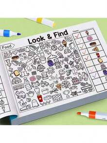 1 pieza Libro interactivo de doble efecto de observación y coloreo, una herramienta educativa que combina el entrenamiento de observación y la creación artística. Permite buscar elementos ocultos en el trineo de Navidad, el jardín de Pascua y otras escenas para cultivar el hábito de la observación detallada, y luego emparejarlo con pegatinas temáticas para completar el coloreado, mejorando el enfoque durante el proceso manual. - Multicolor - Ver 4