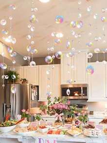 6.56英尺/200厘米 - 水下主题派对装饰 白色泡泡花环 生日派对 水下主题悬挂摇摆沙滩横幅 水下背景 海洋派对用品 - 家居装饰 - 情人节装饰 - 炫彩 - 查看 7