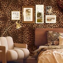 1 Roll Leopard Print Self-Adhesive Wallpaper, PVC Material, Suitable For Bedroom, Living Room, Bathroom, Backsplash, Home Decor, Kitchen Countertop, Tabletop, Furniture Renewal, DIY Peel And Stick Wallpaper, Size: 17.7" X 39.3" / 118.1" / 196.8" - Brown - View 2