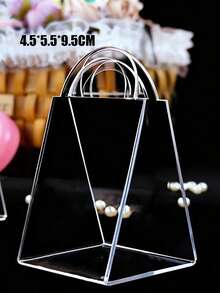 Hộp quà tặng Acrylic trong suốt 5 chiếc, túi cầm tay, giỏ đựng kẹo hình tam giác, tiệc sinh nhật, kỷ niệm, tiệc tối - trong suốt - Xem 6