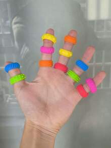 Fidget Silicone Sensory Ring, Soft Skin-Friendly Pressable Stress Relief Ring, Adult Office Commuting Desktop Decompression Tool, Daily Relaxation Valentine's Day Gift - Multicolor - View 3