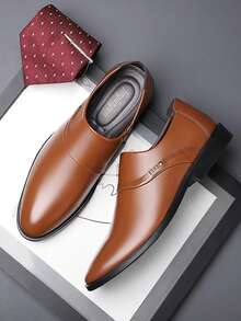 Giày lười công sở nam, mũi nhọn màu nâu, họa tiết kim loại thời trang, thoáng khí - màu nâu - Xem 2