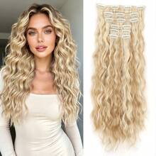 Clemă sintetică pentru a atașa peruci, mărind volumul părului, prelungind lungimea. Potrivită pentru femei, pentru a fi purtată în diverse ocazii, cum ar fi Crăciunul. - Multicolor - Vizualizare 7