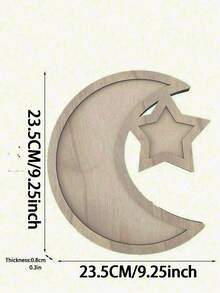 1 pieza de madera de paulonia con diseño de luna y estrella, 1 pieza de madera con diseño de estrella, adecuado para decorar reuniones familiares, decoraciones, frutas y dulces, mesas centrales de banquetes, platos de comedor, decoraciones