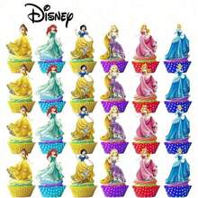 24件套公主主题蛋糕叉和装饰插牌，适合家庭生日派对、聚会、学校蛋糕装饰、圣诞蛋糕装饰 - 彩色 - 查看 7