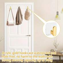 4 خطافات حائط من الأكريليك، رف منشفة لاصق غير انزلاقي، بدون حاجة إلى ثقب، للتركيب على الحائط، مناسب للحمام والغرفة والمطبخ - مربع/شكل حرف J - متعدد الألوان - مشاهدة 4