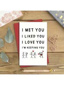 1/2 Pcs "I Like You, Love You, Keep You" Anniversary & Celebration Of Love Greeting Card - White - View 2