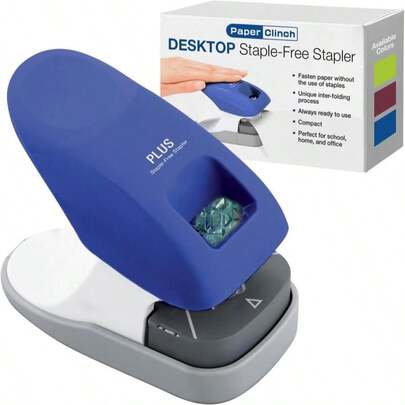 Plus Paper Clinch Desktop Staple-Free Stapler, Green