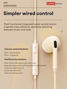 联想YF02有线耳机，简约入耳式设计，配备Type-C或3.5mm接口，高保真环绕立体声，降噪功能，高清通话，低延迟，适用于音乐、游戏、电影、学习和办公，兼容智能手机和电脑。 - 白色 - 查看 10