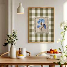 1/2件套无框蓝色亚麻花卉印花鼠尾草绿格子墙饰亚麻植物海报田园风植物艺术乡村农舍风格宿舍房间装饰卧室墙饰复古花卉印花乔迁礼物无框植物艺术套装美学房间装饰 - 彩色 - 查看 4