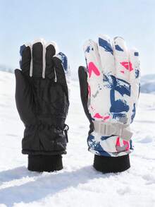 1 双 5-12 岁儿童冬季保暖带内衬户外防风防水防滑滑雪手套 - 彩色 - 查看 3