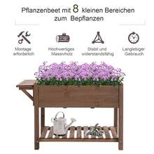 Outsunny Tall Planter 123x54x74cm With 8 Compartments And Folding Shelf Made Of Solid Wood In Brown For Garden And Patio - 1 - View 8