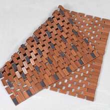 Teak Wood, Teak Wood Bath Mat, Wooden Shower Mat, Bathtub Mat, Non-Slip Rubber Feet, Roll-Up, Indoor, Bathroom, Shower, Spa, Sauna, 70x50cm - 1 - View 9