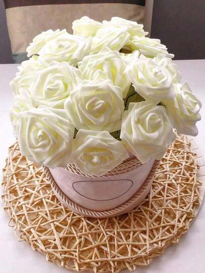 5/10/15/20/25/30朵/套 粉色人造花，简约PS泡沫装饰花，家居装饰（OPP包装）