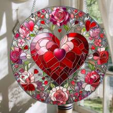 1 Pc, Valentine's Day Heart-Shaped Light Catcher Pendant, Gorgeous Style Acrylic Love Themed Pendant, Round Window And Garden Decoration, No Electricity Required, Can Be Used As Seasonal Decoration And Holiday Gift, 7.87 Inches,2D - Multicolor - View 1