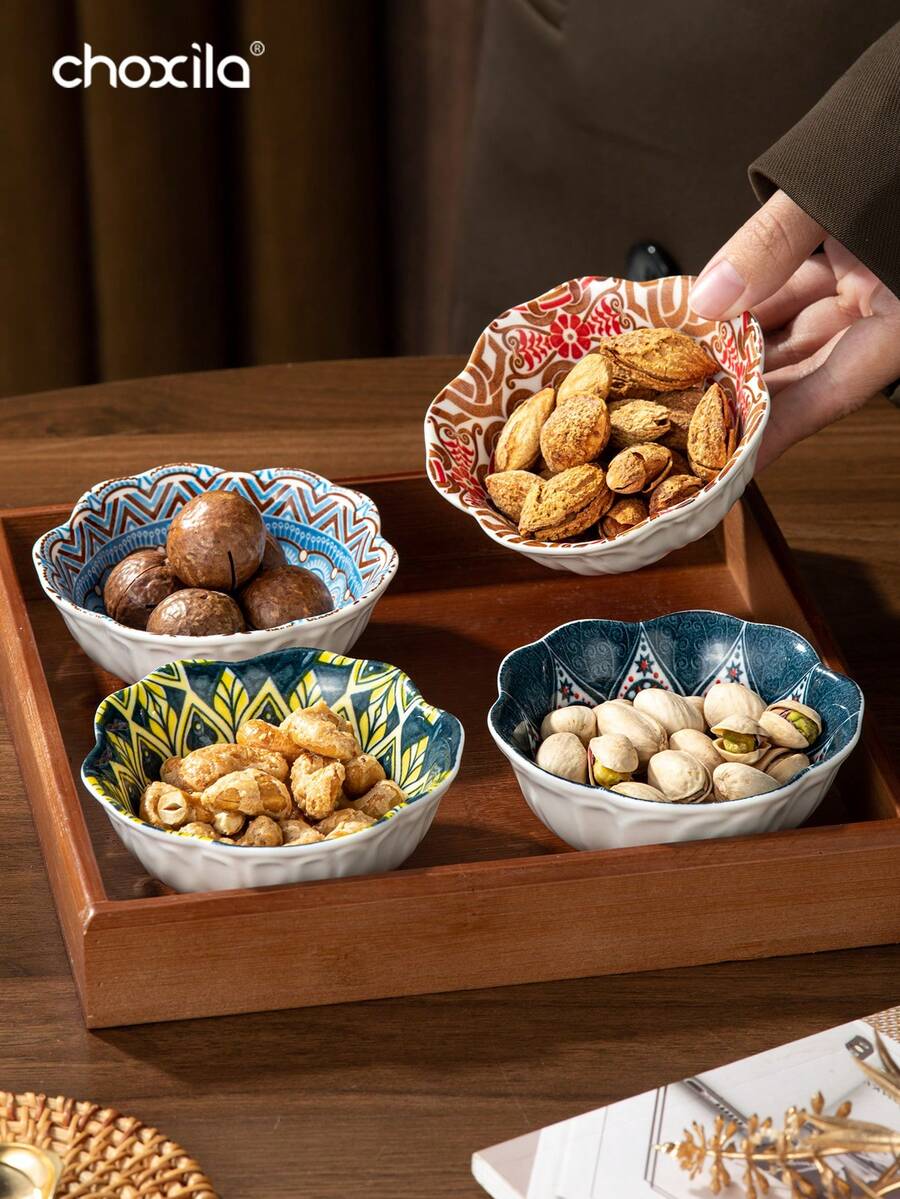 choxila 1 Peça Pratos Pequenos Redondos de Cerâmica, Pratos de Jantar Estilo Boêmio, Pratos de Alta Qualidade e Elegantes, Pratos para Lanche de Chá da Tarde, Pratos para Molho de Tomate, Pratos para Temperos Domésticos, Pratos para Molho de Mergulho, Pratos para Molho de Soja, Pratos para Acompanhamentos, Utensílios de Mesa Práticos de Pratos Pequenos para Festas - placa - Visão 1